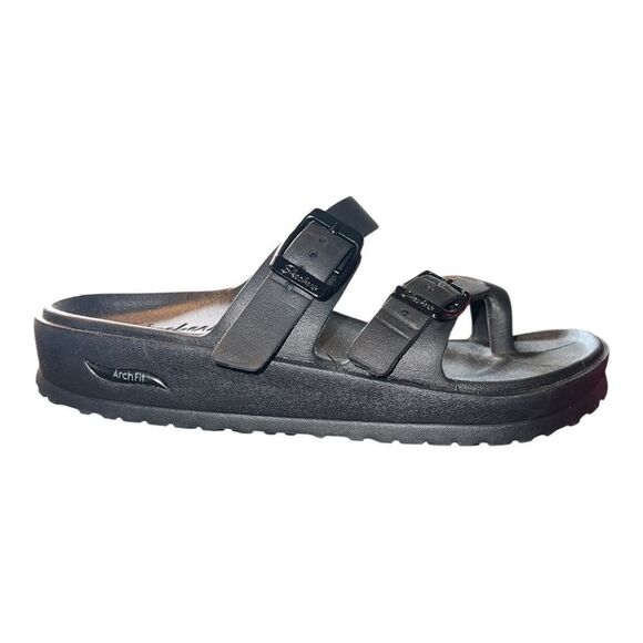 Skechers Women's Foamies Arch Fit Cali Breeze Gold Star Sandals Black 5M EUC - Picture 2 of 9